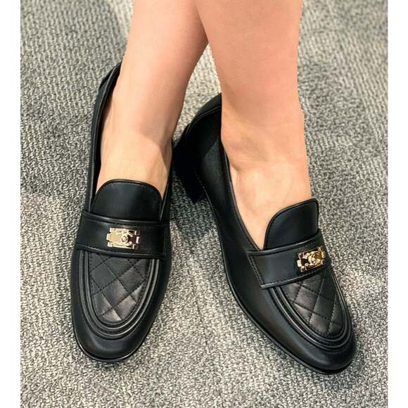 Chanel 20B Black Quilted Boy Lego Metal CC Logo Gold Mule Slip On Flat Loafer 42 - Picture 2 of 9